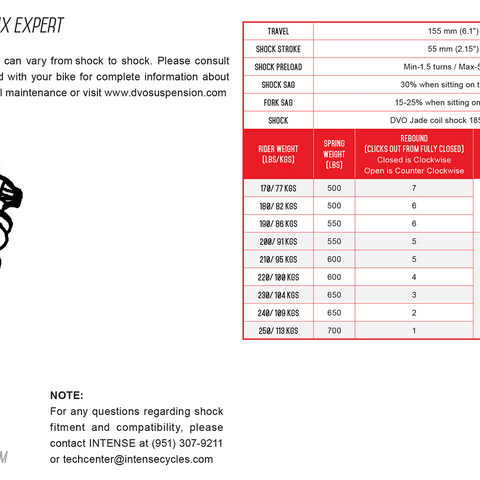 INTENSE DVO Shock Spring - 600 lb 1428130-600