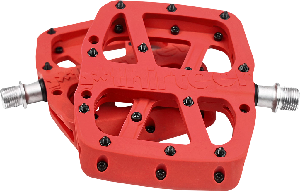 E*THIRTEEN Base Pedals - Flat - Red PD2USA-101