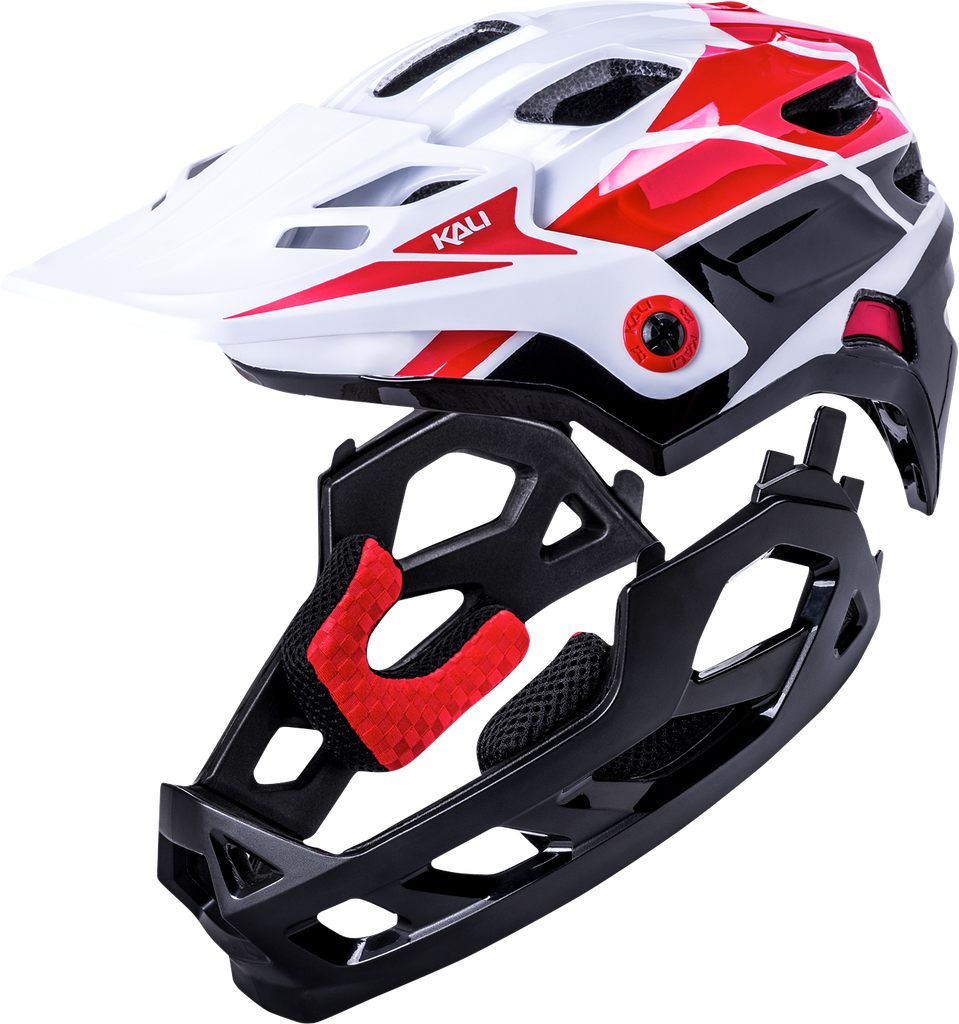 KALI Child Maya Full Face Helmet - Race - Gloss White/Red/Black 0221922112