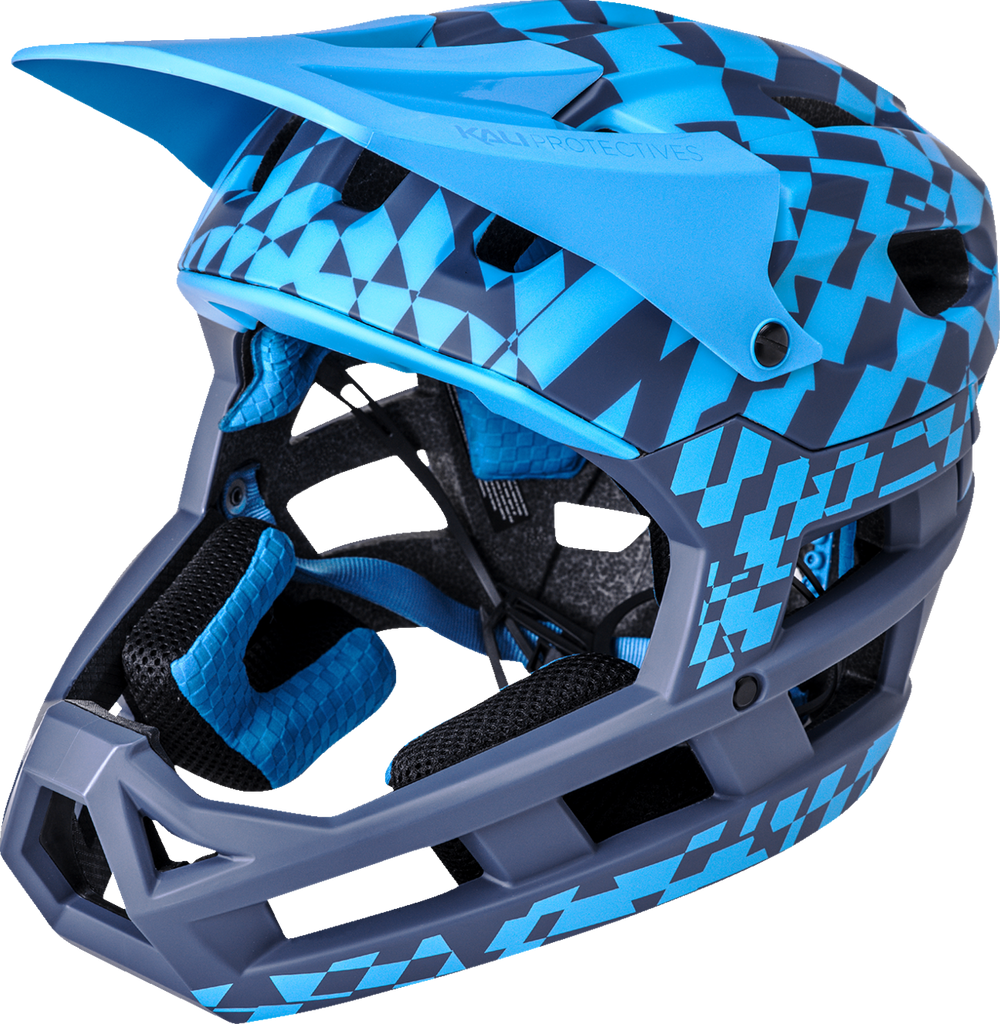 KALI DH Invader Helmet - LTD Glitch - Matte Navy/Cyan - XS-M 0211323226