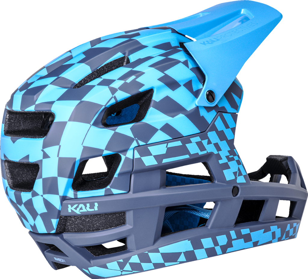 KALI DH Invader Helmet - LTD Glitch - Matte Navy/Cyan - XS-M 0211323226